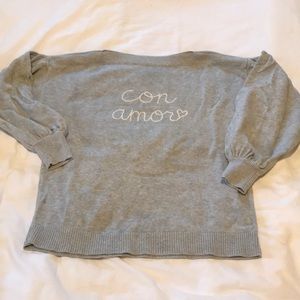 Loft puff sleeve graphic sweater -  grey